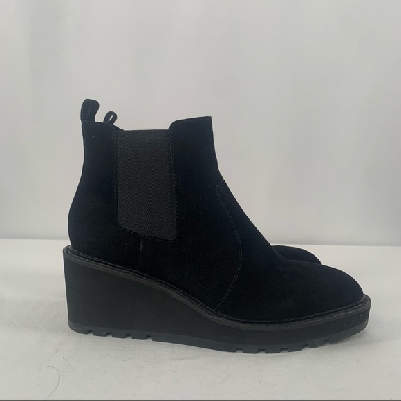 Cecelia New York Gemma Suede Wedge Bootie in Black Size 6 - Picture 3 of 8